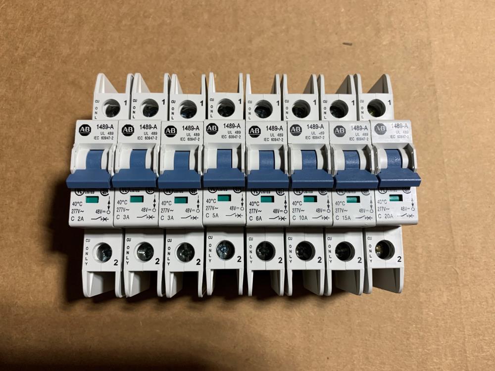 LOT of (8) Assorted Allen Bradley Circuit Breakers 1489-A 